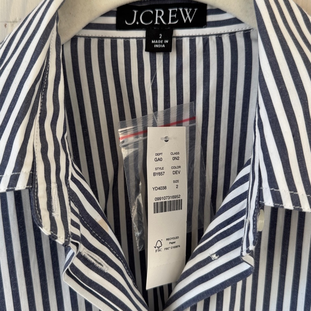 NWT J. Crew Striped Button Down Shirt Size 2 - Picture 2 of 12